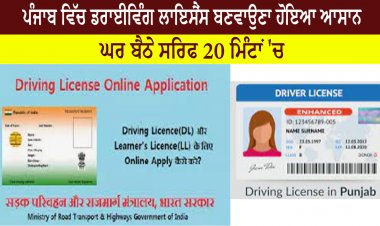 ਪੰਜਾਬ ਵਿੱਚ ਡਰਾਈਵਿੰਗ ਲਾਇਸੈਂਸ ਬਣਵਾਉਣਾ ਹੋਇਆ ਆਸਾਨ, ਘਰ ਬੈਠੇ ਸਿਰਫ 20 ਮਿੰਟਾਂ 'ਚ ਕਰੋ ਅਪਲਾਈ; ਜਾਣੋ ਪ੍ਰਕਿਰਿਆ