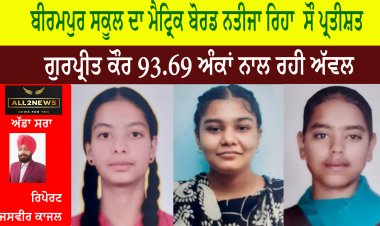 ਬੀਰਮਪੁਰ ਸਕੂਲ ਦਾ ਮੈਟ੍ਰਿਕ ਬੋਰਡ ਨਤੀਜਾ ਰਿਹਾ  ਸੌ ਪ੍ਰਤੀਸ਼ਤ